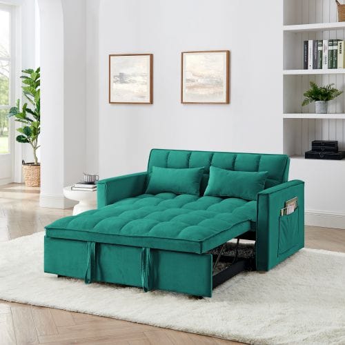 Double Velvet Sofa Bed Green