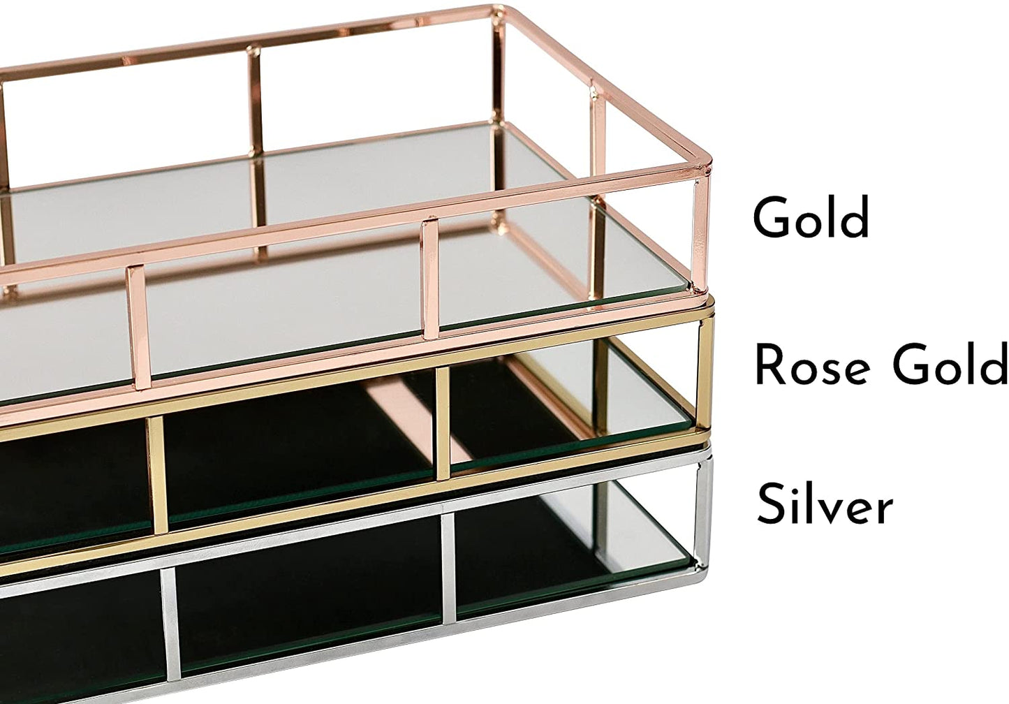 Tray Gold Mirror Decorative For Storage Jewelry And Makeup Accessories