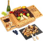 Bamboo Cheese Board Set With Knife Set And Wooden Tray