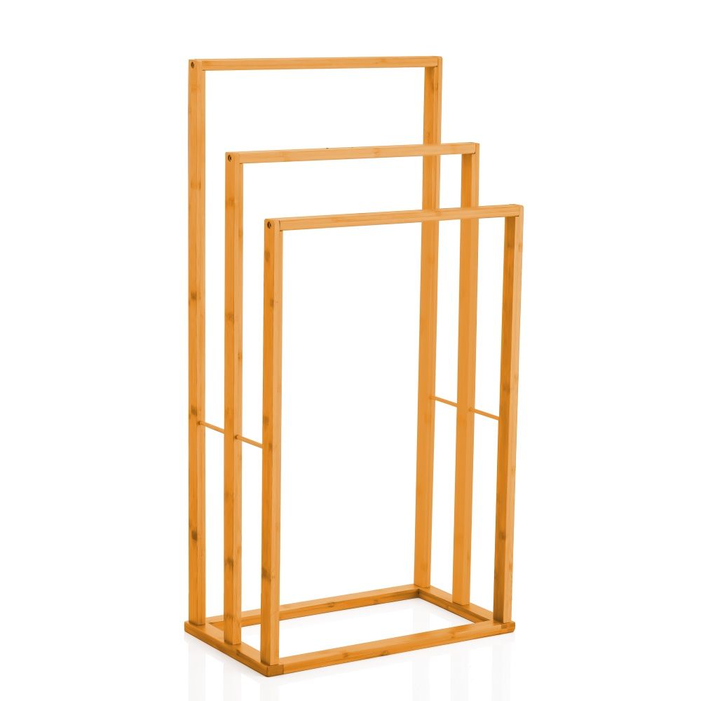 Bamboo Towel Bar Holder Rack 3-Tier Freestanding