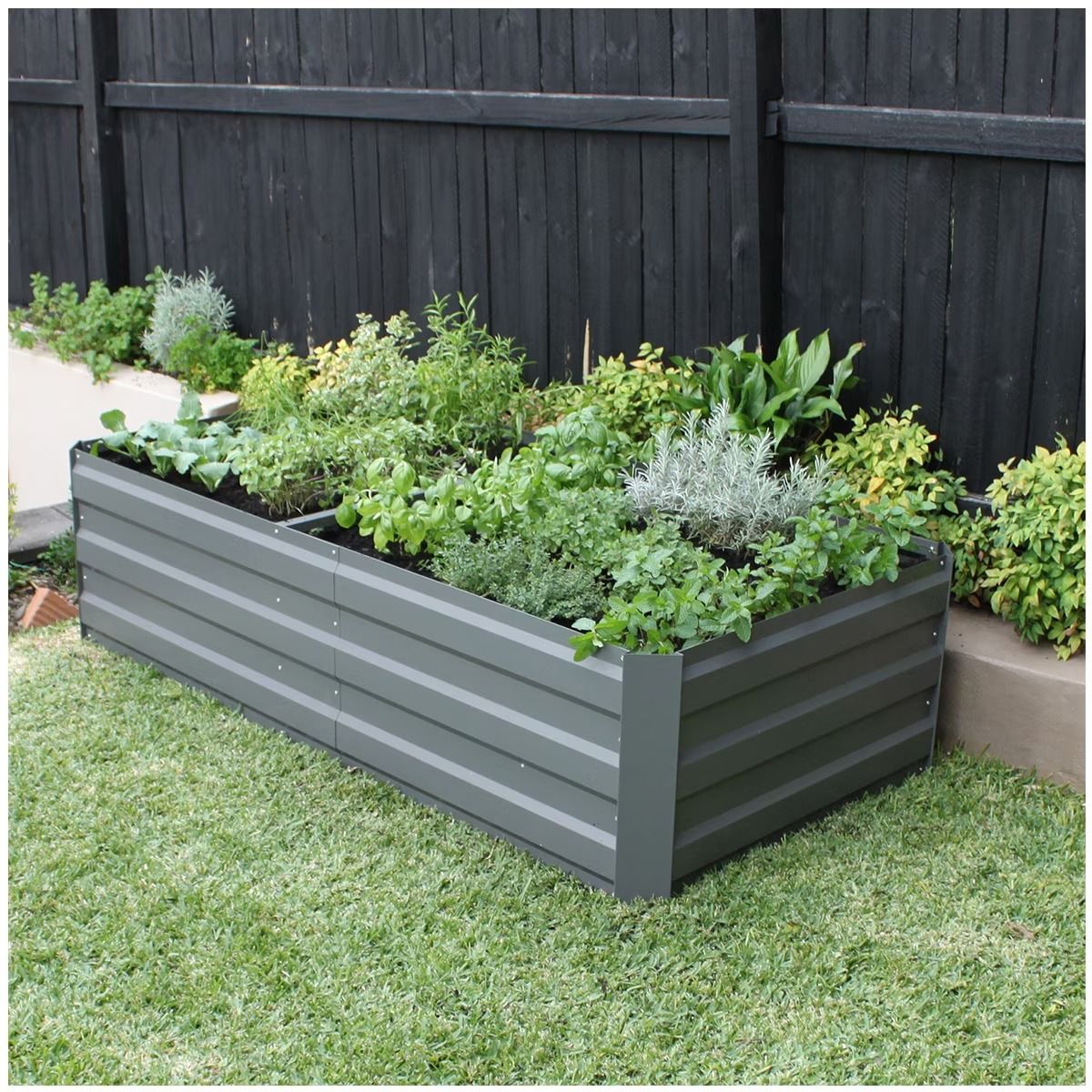 Large Garden Bed 180 X 90 X 45Cm Slate Grey Slat Support