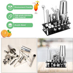 Cocktail Shaker Set Boston 23-Piece Stainless Steel, Bar Tools For Drink Mixing