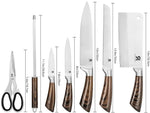 Kitchen Knife Block Set 8 Stainless Steel Knives with Wooden Color