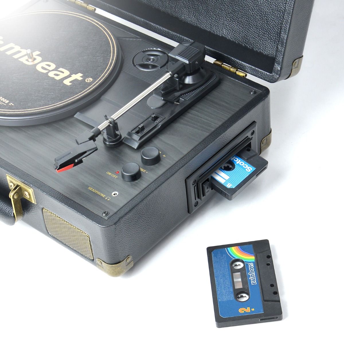 Mbeat Uptown Retro Turntable And Cassette Player With Bluetooth Speakers