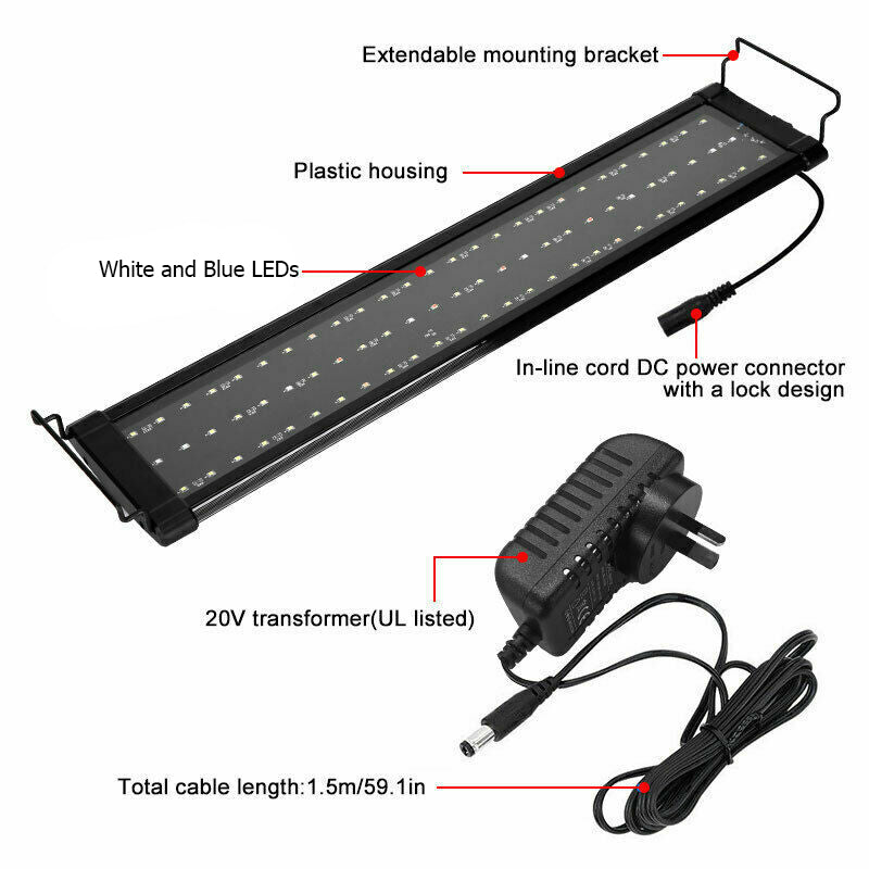 Aquarium LED Bar Lamp: 60cm Full Spectrum