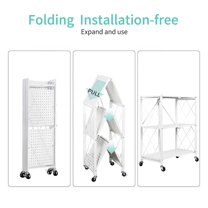 Foldable Storage Shelf 3 Tier (White)