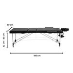 3 Fold Adjustable Portable Massage Bed (Black)