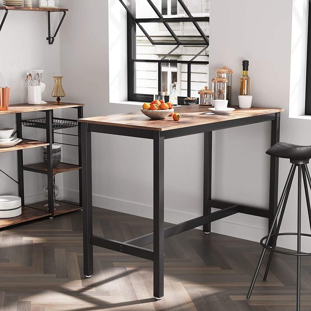 Bar Table Industrial Kitchen Table Dining Table With Solid Metal Frame Wood Look