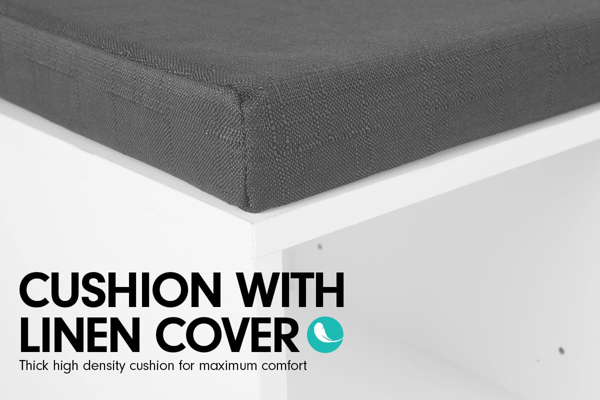 Shoe Rack Cabinet Organiser Grey Cushion Sttol Bench Ottoman - 104 X