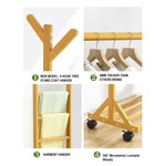Coat Stand Rack Rail Clothes With Shelf Bamboo Without Rack Rail Natural Finished