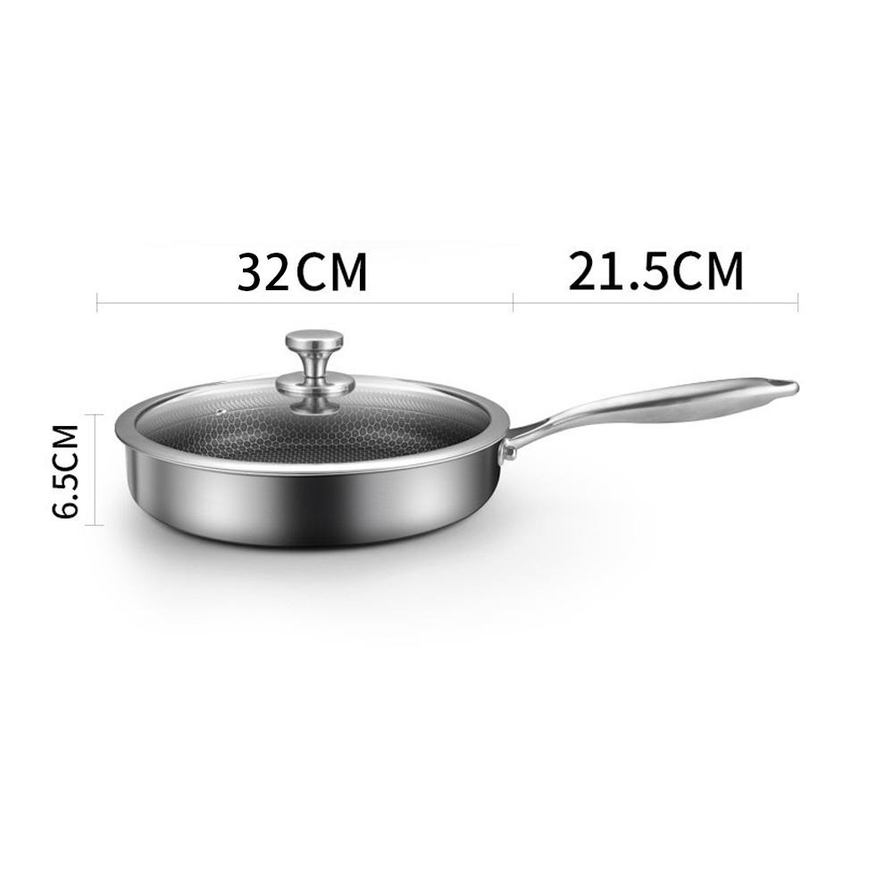 Stainless Steel Frying Pan Non-Stick Cooking Cookware 32Cm Single Sided Without Lid