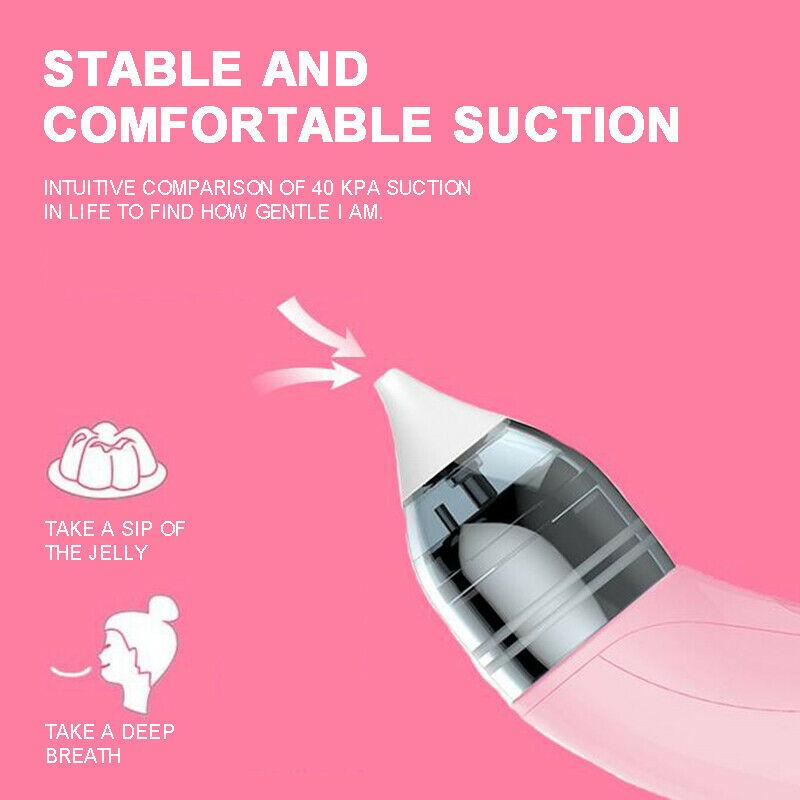 Baby Nasal Aspirator Electric Safe Hygienic Nose Cleaner Snot Sucker For Baby (Red)