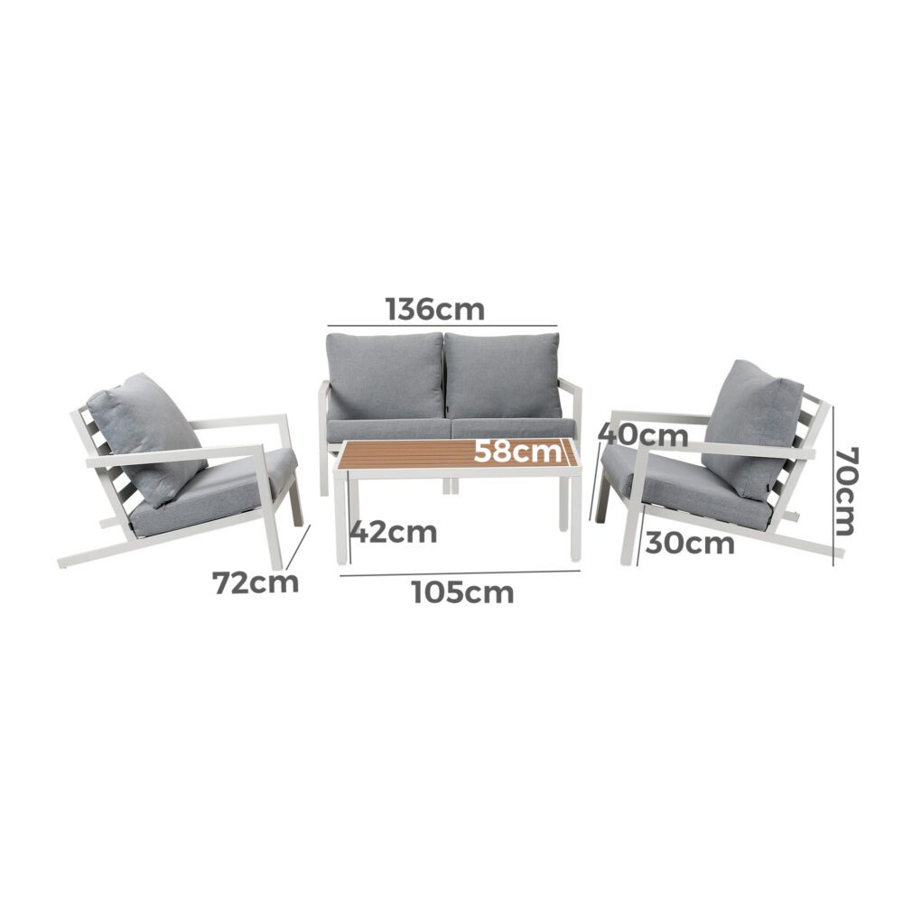 Aidan Garden Furniture Set in Slate Grey 5 pieces