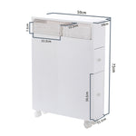 Bathroom Side Cabinet Toilet Caddy With Storage Drawers- White