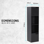 119Cm Black Bathroom Storage Cabinet Tall Slim