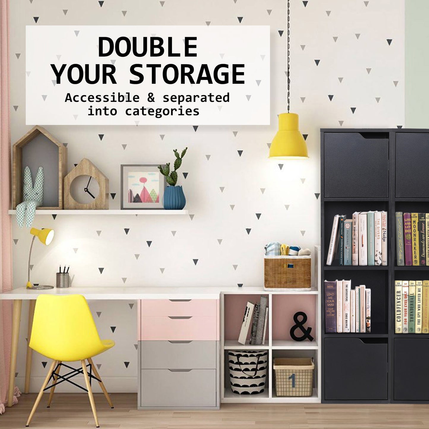 119Cm Black Bathroom Storage Cabinet Tall Slim