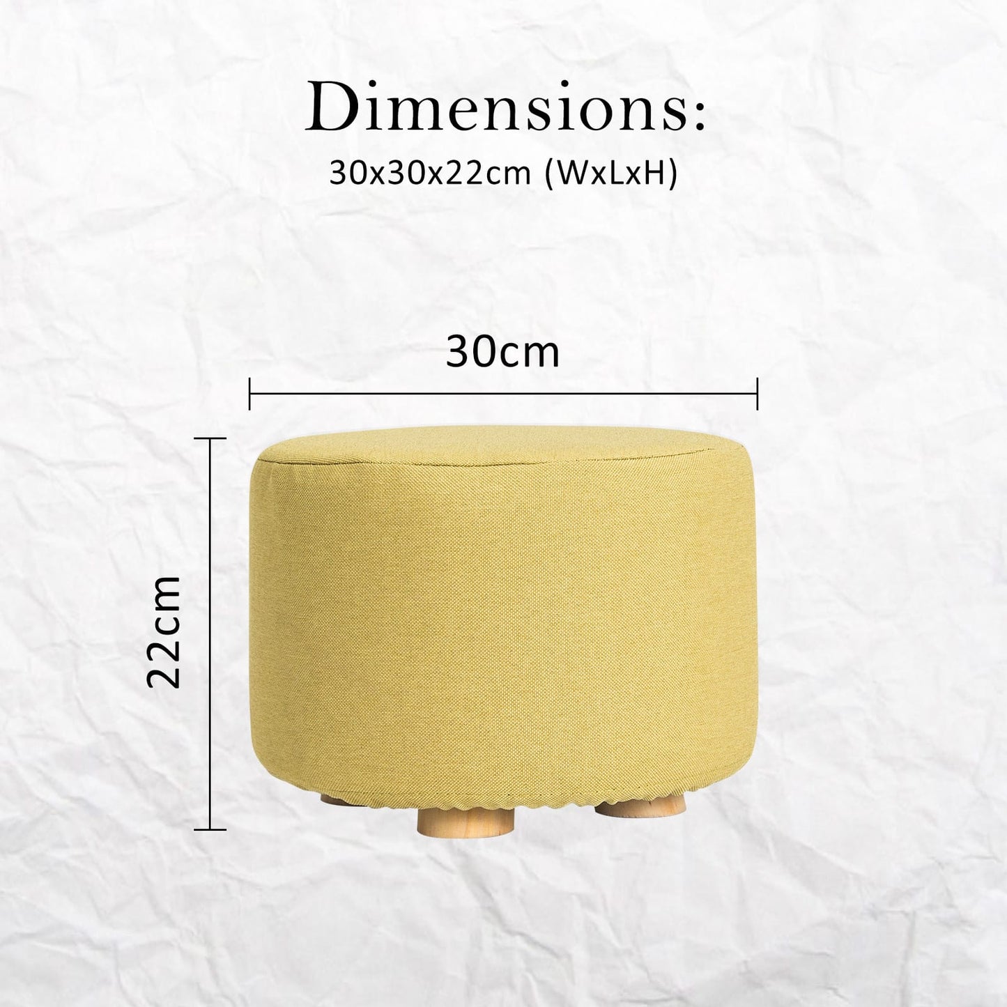 Round Ottoman Fabric Footstool 30x30x22cm