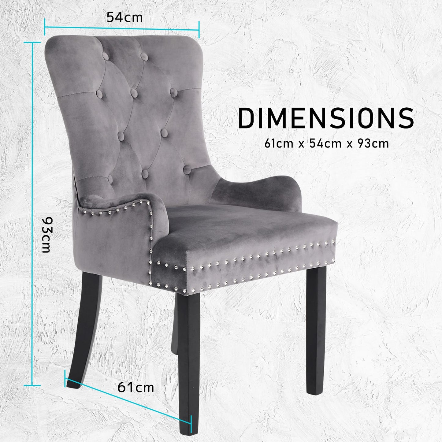 Velvet Dining Chair Grey 61x54x93cm