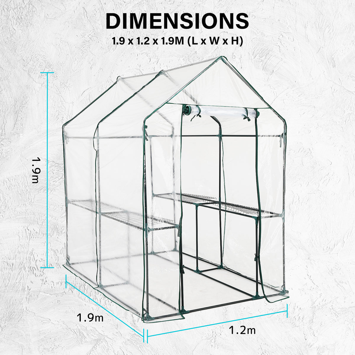 Apex 1.9X1.2X1.9M Garden Greenhouse Walk-In Shed Pvc