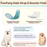 Dog Wrap Resuable Male M + 10X Diaper Booster Pads Disposable M