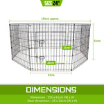 Pet Playpen Foldable Dog Cage 8 Panel 24In With Cover
