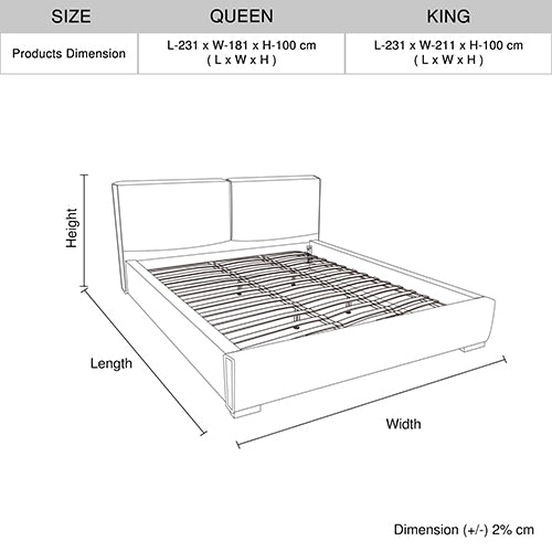 Louis Queen Bed Frame Pu Leather Kd Slat In Wooden Legs Headboard