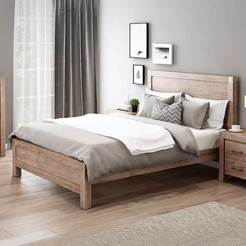 Sleek Single Bed Frame in Solid Acacia Wood - Oak