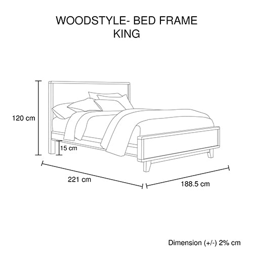 Stylish King Wooden Bed Frame - Antique Light Brown