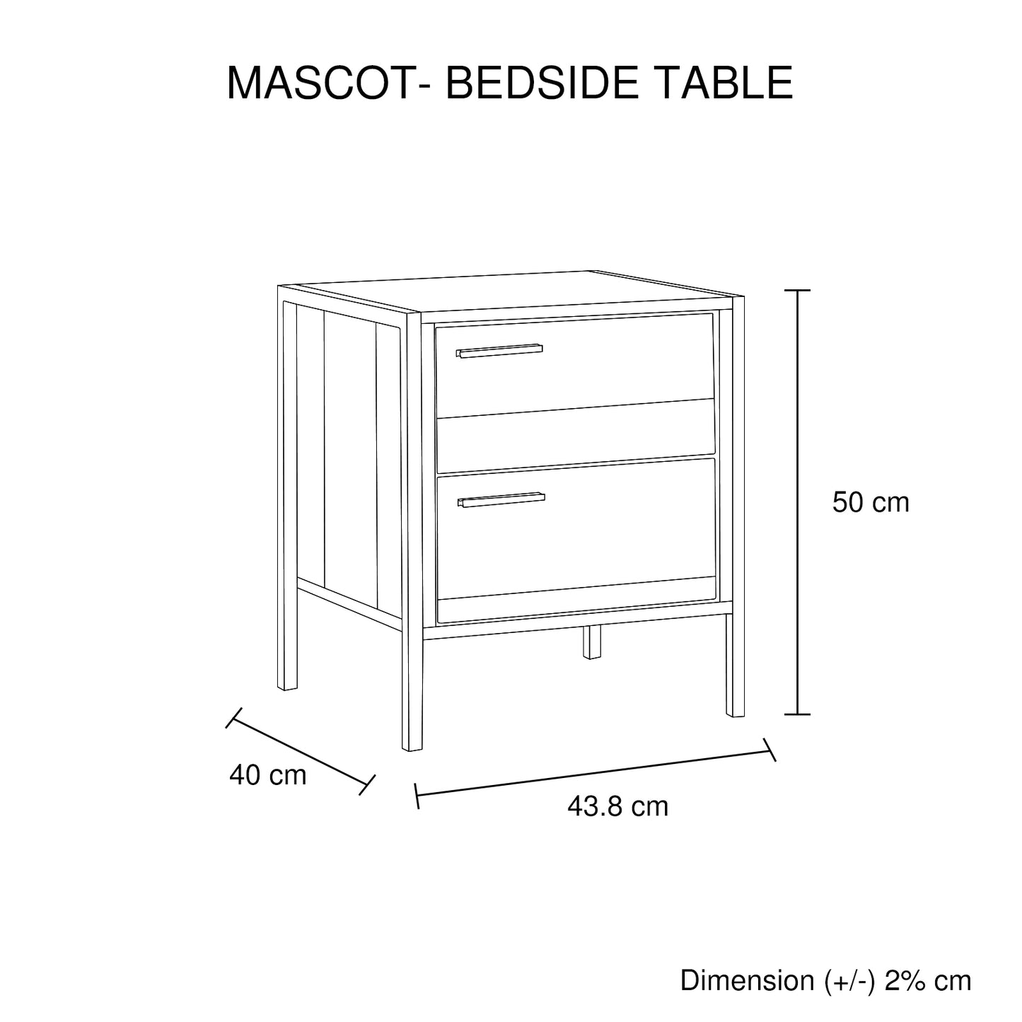 Bedside Table 2 Drawers Night Stand Particle Board Construction In Oak