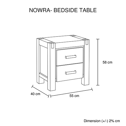Bedside Table 2 Drawers Night Stand Solid Wood Acacia Oak