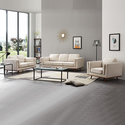 3+2+1 Seater Sofa Beige Fabric Lounge Set For Living Room Couch