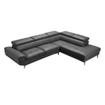 Sofa Set Spacious Chaise Lounge Leatherette Air Leather Grey