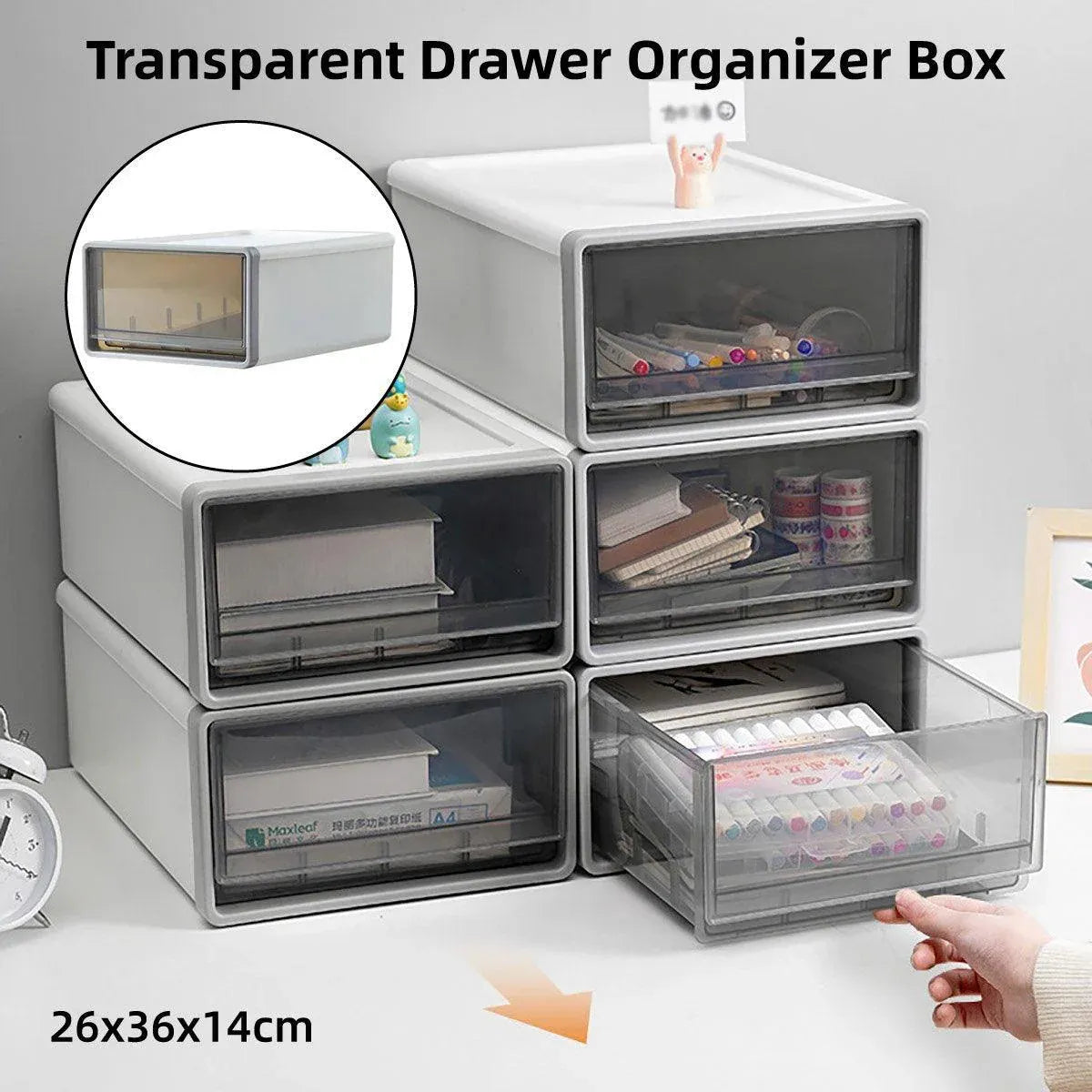 Desk Storage Box White 26x36x14cm