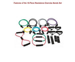 19Pc Resistance Exercise Fitness Bands Tubes Kit Yoga Set
