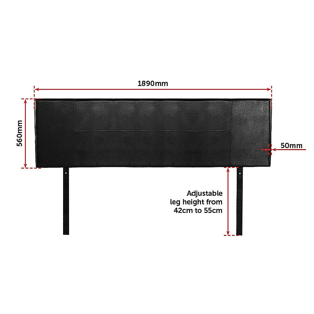 Pu Leather King Bed Headboard Bedhead - Black