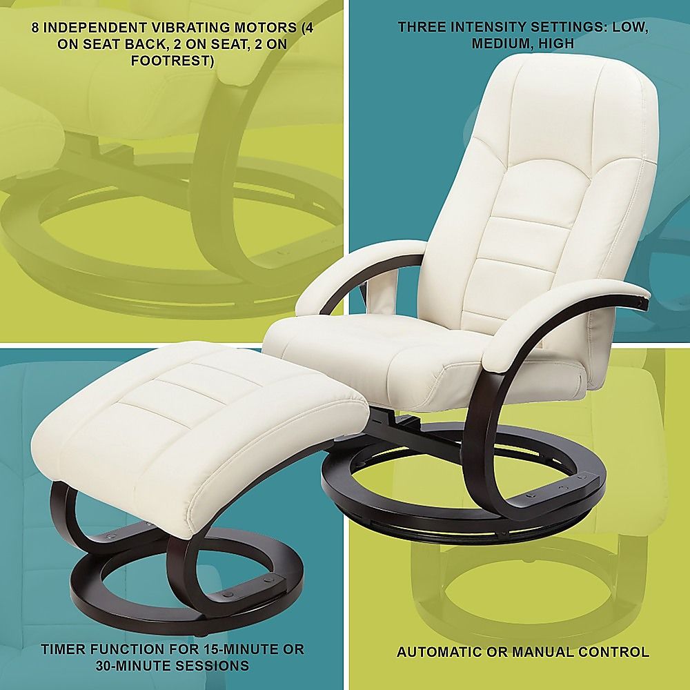 Pu Leather Deluxe Massage Chair Recliner Ottoman Lounge Set