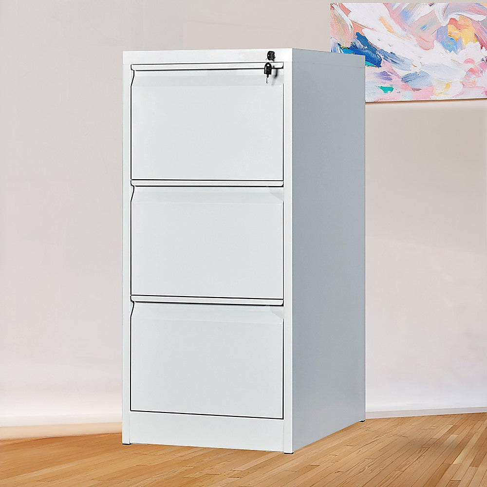 3-Drawer Shelf Office Gym Filing Storage Locker Cabinet - 115×73×13cm