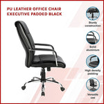 Executive Pu Leather Office Chair With Padded Seat In Classic Black