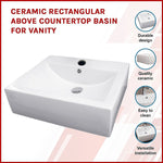 Ceramic Rectangular Above Countertop Basin For Vanity