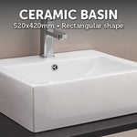 Ceramic Rectangular Above Countertop Basin For Vanity