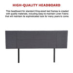 Linen Fabric King Bed Headboard Bedhead - Grey