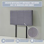 Linen Fabric Single Bed Headboard Bedhead - Grey