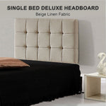 Elegant Linen Fabric Single Bed Deluxe Headboard - Beige