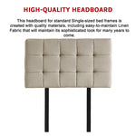 Elegant Linen Fabric Single Bed Deluxe Headboard - Beige