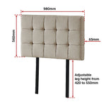 Elegant Linen Fabric Single Bed Deluxe Headboard - Beige