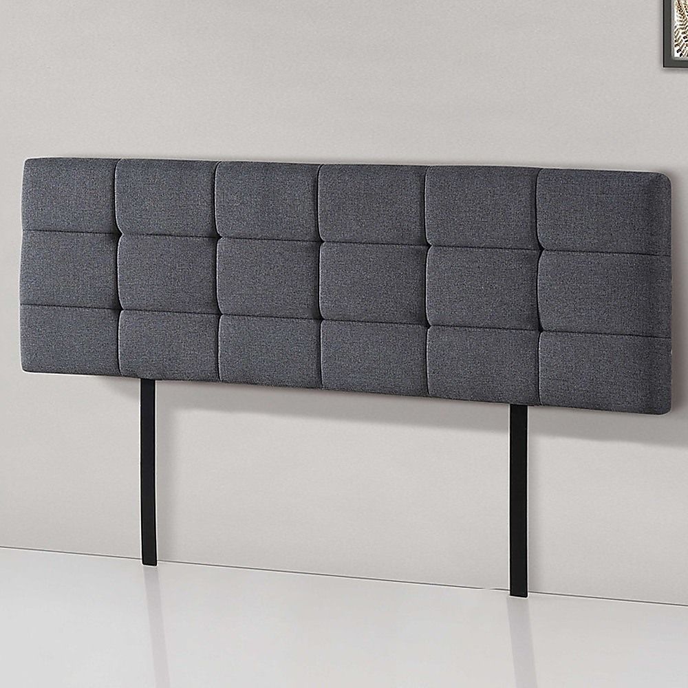 Majestic Linen Fabric King Bed Deluxe Headboard - Grey