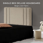 Classic Linen Fabric Single Bed Deluxe Headboard - Beige