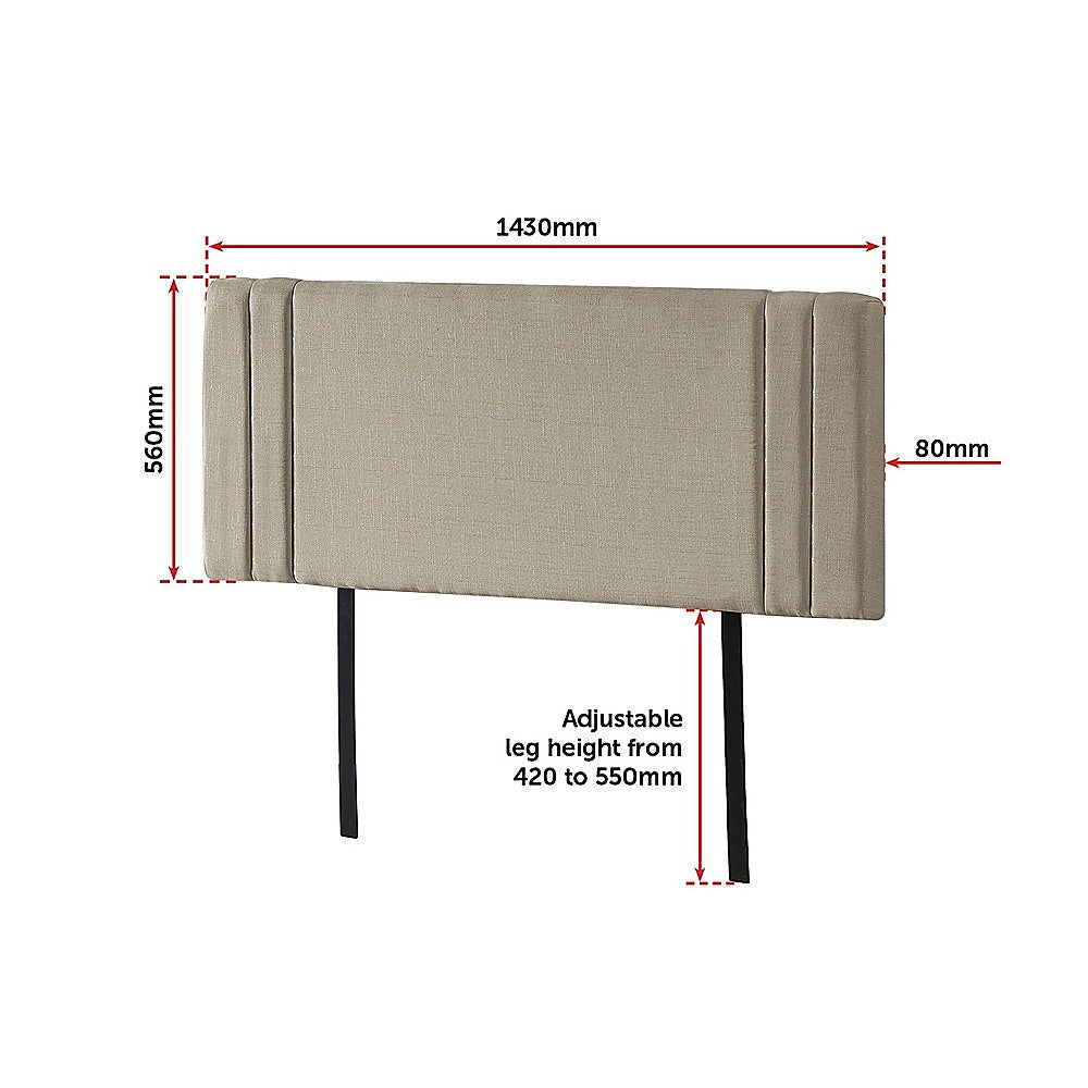 Sophisticated Linen Fabric Double Bed Deluxe Headboard - Beige