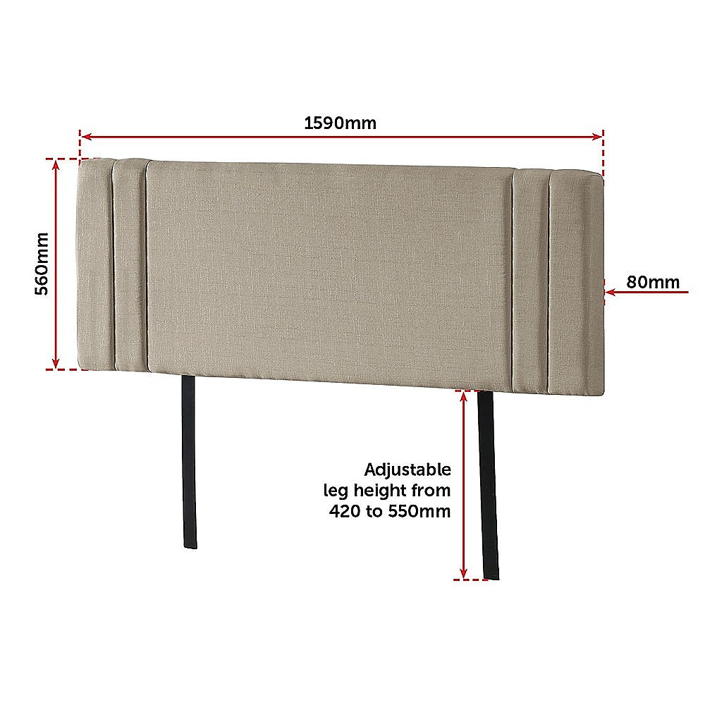 Exquisite Linen Fabric Queen Bed Deluxe Headboard - Beige