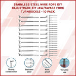 Stainless Steel Wire Rope Diy Balustrade Kit Jaw/Swage Fork